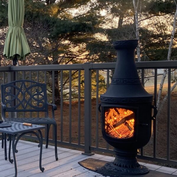 Venetian chiminea on deck.