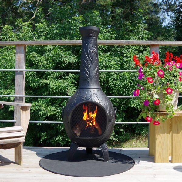 Orchid with Round Chiminea Deck Protector Pad