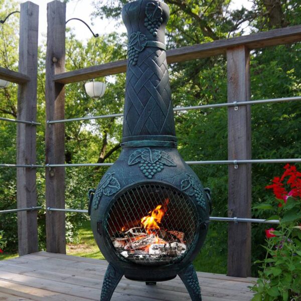grape chiminea in green accent