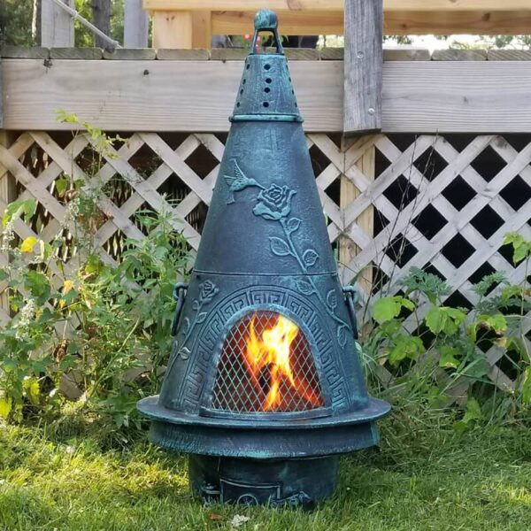 blue rooster garden chiminea