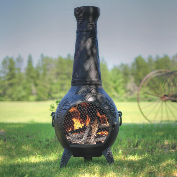 blue rooster grape chiminea outdoor fireplace firepit